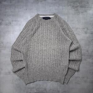 Y2K Grey U.S. Polo Assn Grunge Cable Knit Sweater